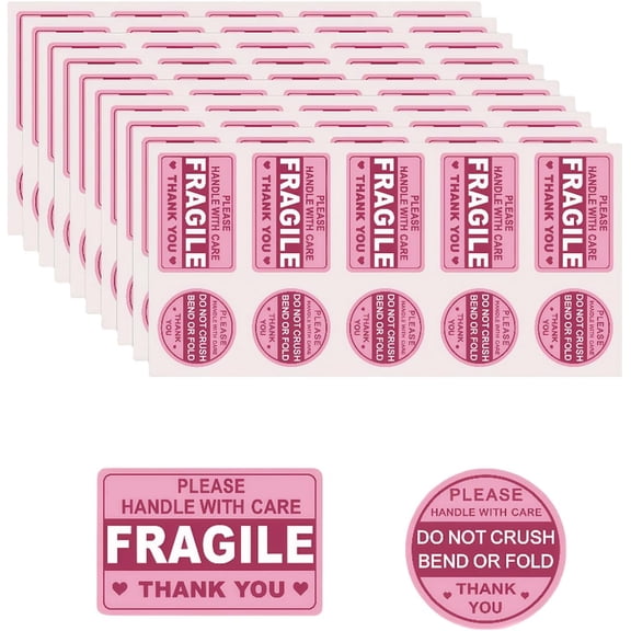 200 pieces of fragile stickers self-adhesive warning labels, do not bend or fold, suitable for transportation, moving packages