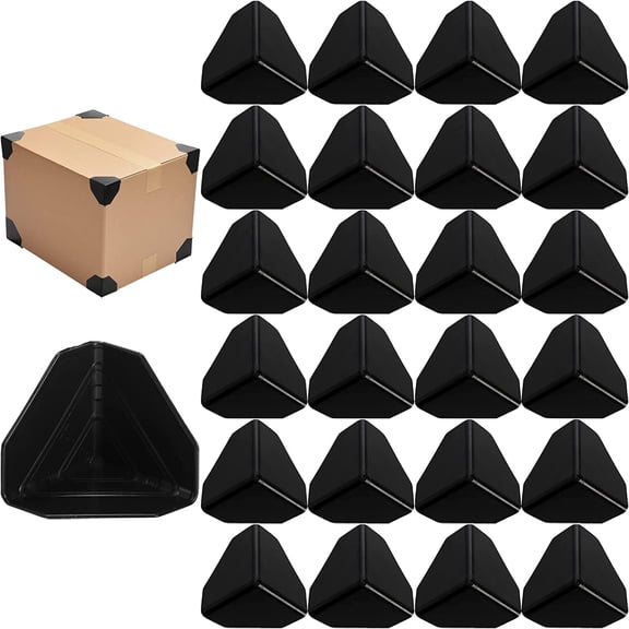 200 Pcs Packaging Edge Protectors, Plastic Heavy Duty Shipping Box Corner Protectors Guards for Boxes, Cartons, Panel Packaging, Black, 2.4'' L x W H
