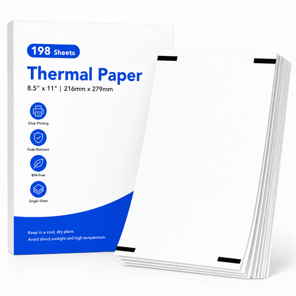 198 sheets of A4 thermal paper, 8.5*11 inches, multi-purpose thermal paper, compatible with portable D810B thermal printers, suitable for printing office contracts, resumes, agreements and assignment