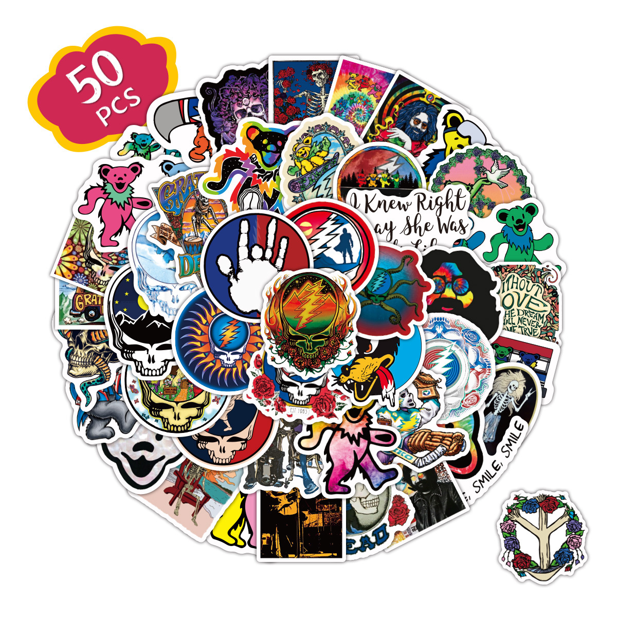 200 sheets of Grateful Dead paper decorations scooter guitar luggage ...