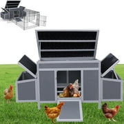 200 sq.ft Heavy-Duty Chicken Coop, Walk-in Metal Hens Cage for Outdoor, Waterproof Poultry Rabbits Ducks House with UV Protection Cover,Resting Platform for Backyard Farm