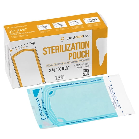2000 (10 Boxes of 200) 3.5" X 6.5" Self Seal Sterilization Pouches for Cleaning Tools & Autoclave & Autoclave