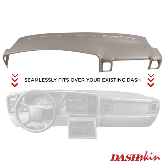 DashSkin Dash Cover Compatible with 2000-2006 Chevrolet Tahoe Suburban Yukon Avalanche & 99-06 Chevy Silverado GMC Sierra in Medium Neutral (Light Tan) - Hard Molded Plastic Dashboard Cap