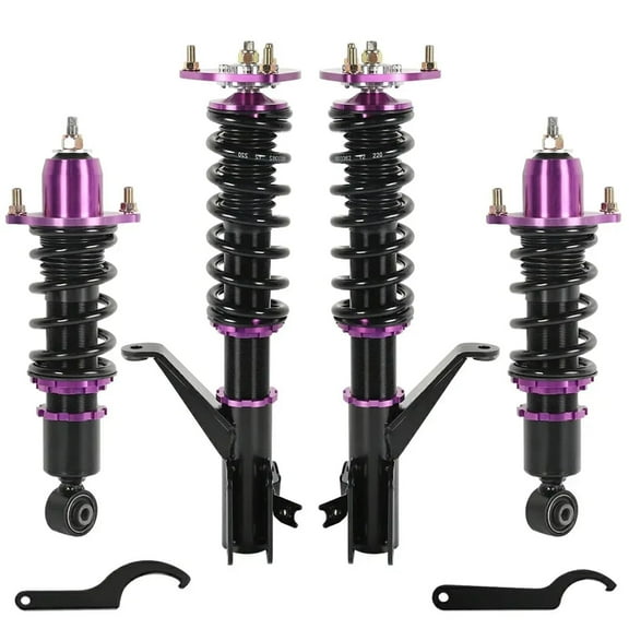 SPEEDWOW Coilover Shocks Kits for 2000-2006 Honda Civic VII EM2 ES ET Saloon, 24 Levels Damper Adjustable Coilovers Suspension Struts Kit, Twin-Tube Lowering Kit Purple