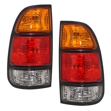 For 2000-2006 Toyota Tundra Pair Rear Tail Lights Driver and Passenger Side Regular Cab|Access Cab; Std Bed; Amber/Red/Clear Lens TO2800129 TO2801129 | 81560-0C010 81550-0C010