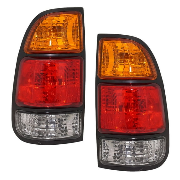 For 2000-2006 Toyota Tundra Pair Rear Tail Lights Driver and Passenger Side Regular Cab | Access Cab; Std Bed; Amber/Red/Clear Lens TO2800129 TO2801129 | 81560-0C010 81550-0C010