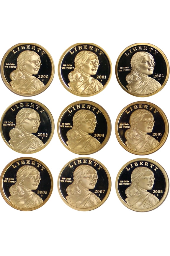 2000-2008 Native American Sacagawea Proof Dollar Run - 9 Coins