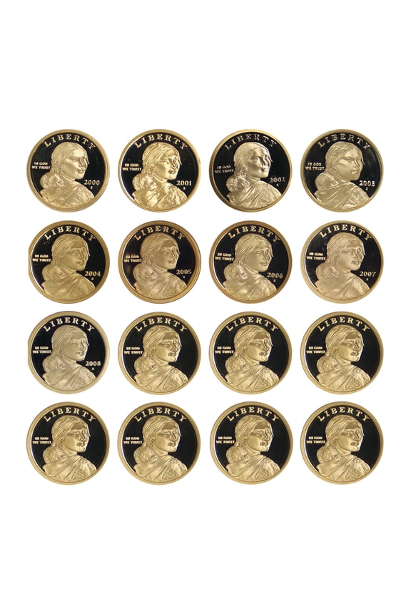 2000-2015 Native American Sacagawea Proof Dollar Run - 16 Coins