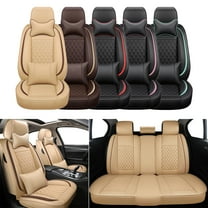 For 2000-2024 Hyundai loniq Accent 5 Seat Car Seat Covers W/4 Pillows Front&Rear Cushion Protector Set For Hyundai Elantra Tucson Sonata,Beige&Coffee Line