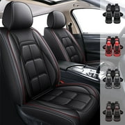 For 2000-2024 Toyota Camry Car Seat Covers 5-Seats, Premium Pu Leather Auto Cushion Protector, Front Rear Seat Full Set for Toyota RAV4 Prius Echo Avalon Black Red Line