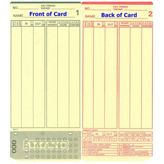 (2000) Amano MJR-7000 and MJR-8000 Time Clock Cards, 000-099 Number Series