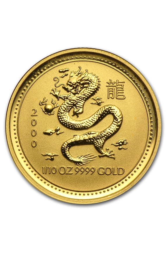 2000 Australia 1/10 oz Gold Lunar Dragon BU (Series I)