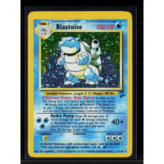 2000 Base Set 2 Blastoise Holo Rare #2/130 English Pokemon Card 2/130