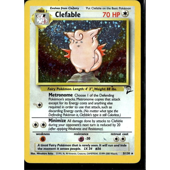 2000 Base Set 2 Clefable Holo Rare #5/130