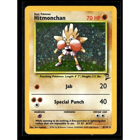 2000 Base Set 2 Hitmonchan Holo Rare #8/130