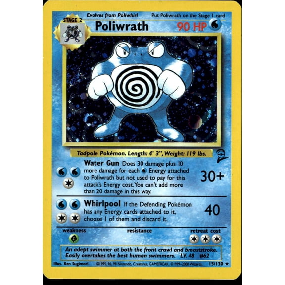 2000 Base Set 2 Poliwrath Holo Rare #15/130