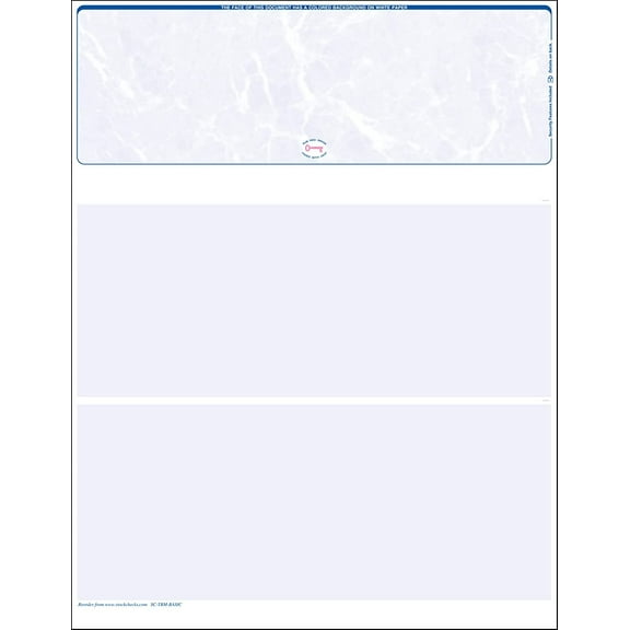 2000 Blank Laser Check Stock - Blue Marble - Top. Order Checks !