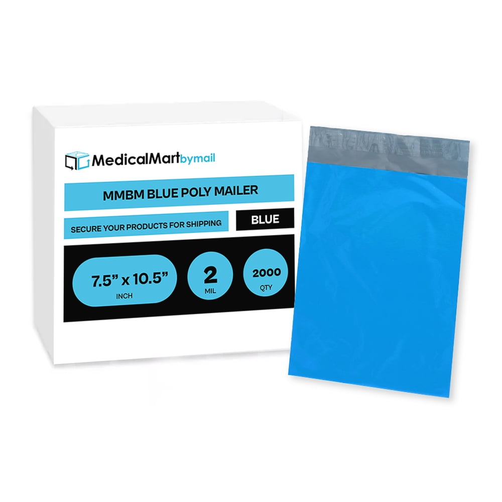 MMBM Blue Poly Mailers 7.5" x 10.5" 2 Mil Lightweight Mailers for Secure Clothing and Packing Purpose 2000 Pieces