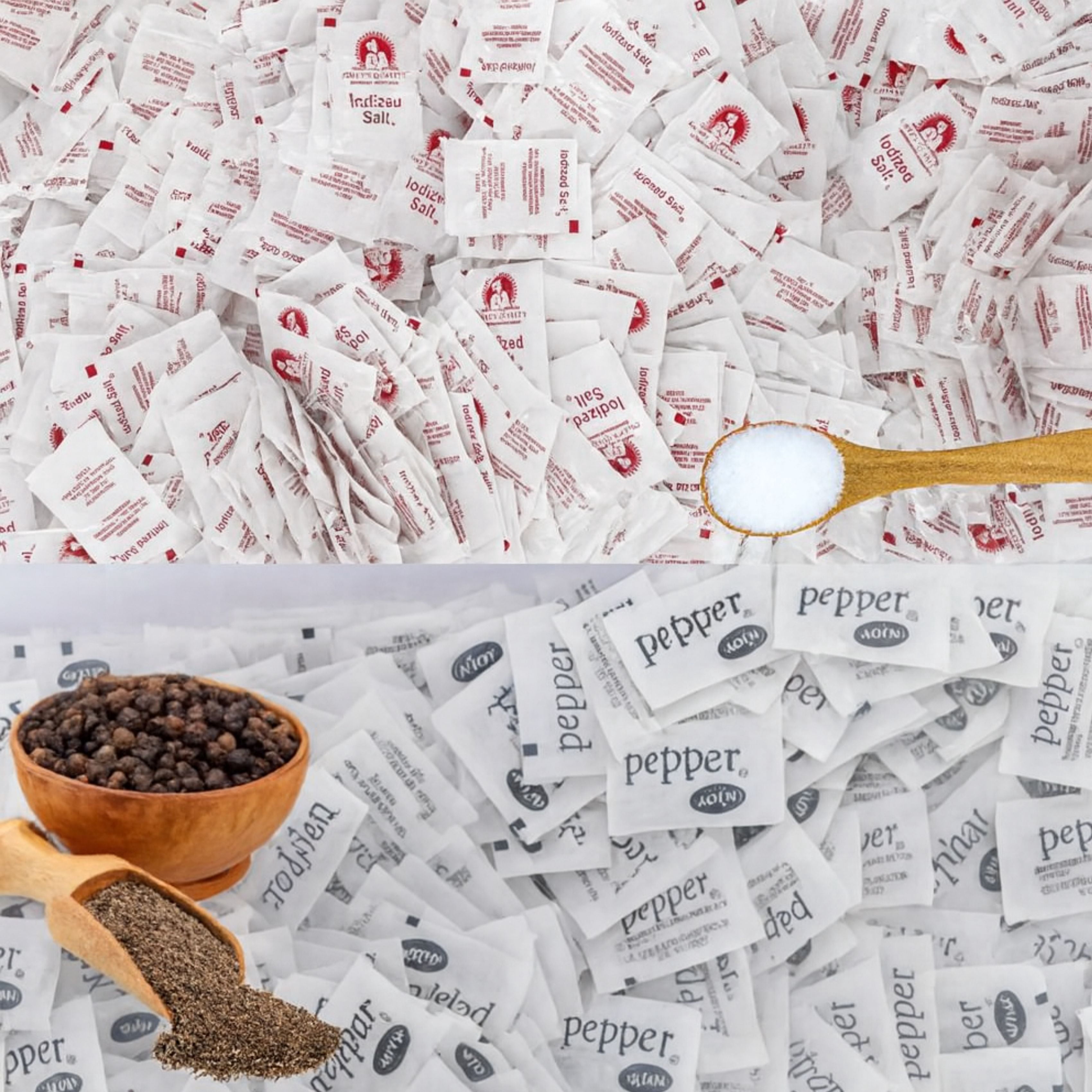 2000 Bulk Salt and Pepper Packets – 1000 Iodized Salt + 1000 Ground Black Pepper – Individually Wrapped Condiment Sachets – Great for Meal Prep, Takeout, Events, Lunches, Travel