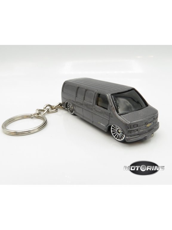 2000 Chevy Chevrolet Gray Van Custom Novelty Car Keychain 1:64 Diecast Replica