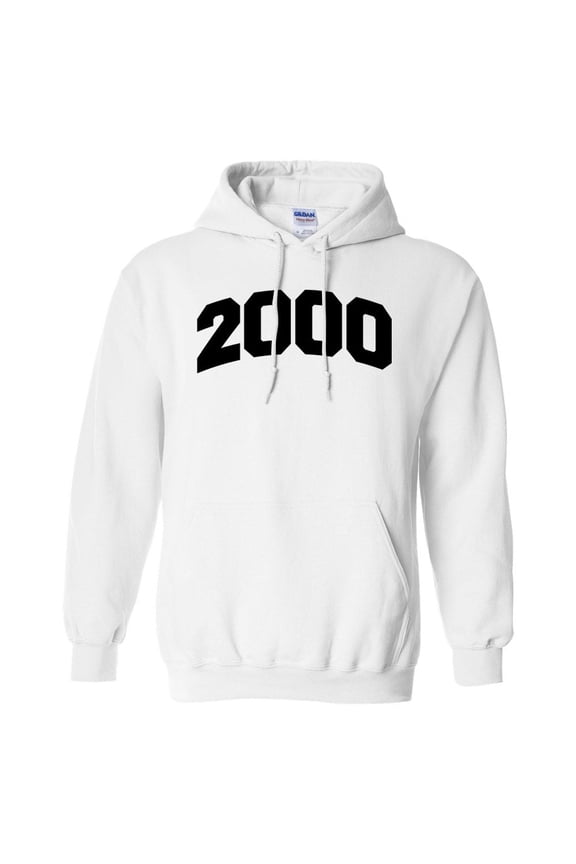 2000 College Style Hoodie Sweatshirt Unisex Large White