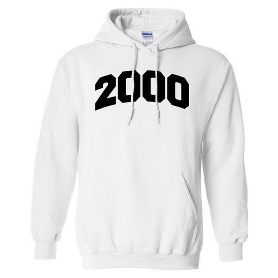 2000 College Style Hoodie Sweatshirt Unisex Large White
