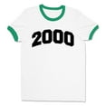 thumbnail image 1 of 2000 College Style Ringer Tee Shirt Unisex Small White/Kelly Green, 1 of 5
