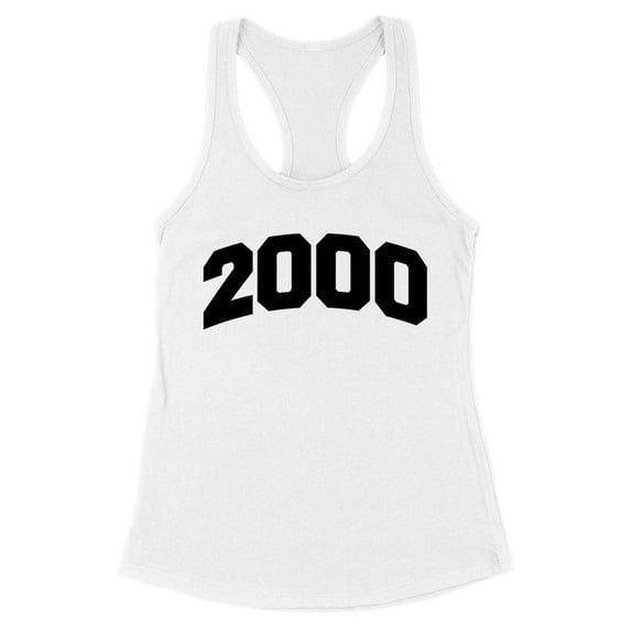 2000 College Style Tank Top Fitted Racerback Women's Large White