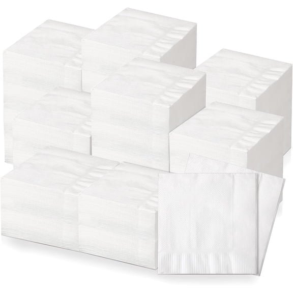 2000 Count Cocktail Napkins Bulk White Cocktail Napkins Paper 1 Ply Folded Bulk for Kitchen Wedding Beverage Hand Towel Paper for Restaurants Bar Party