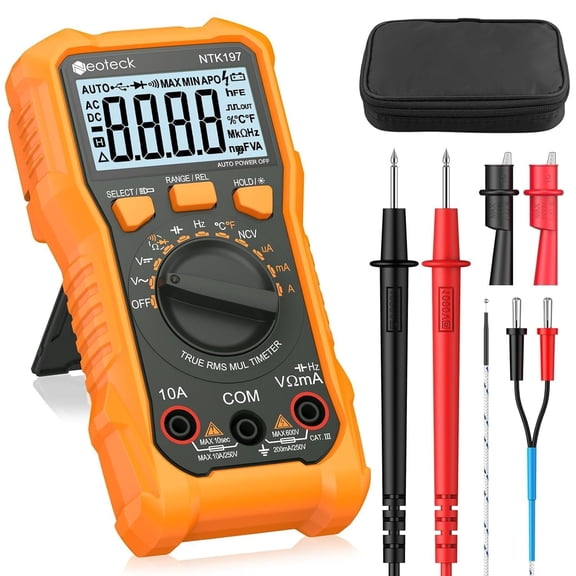 2000 Counts Digital Multimeter Voltmeter Tester with NCV, LCD for AC/DC Voltage&Current, Resistance, Capacitance, Live Wire, Frequency, Temperature, Duty Cycle, Continuity, Diode Measuring