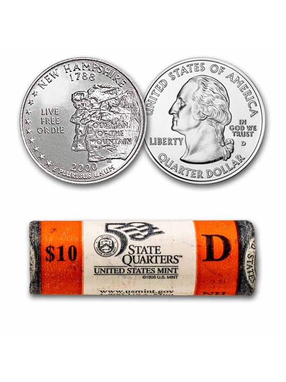 2000-D New Hampshire State Quarter 40-Coin Roll BU (Mint Wrapped)