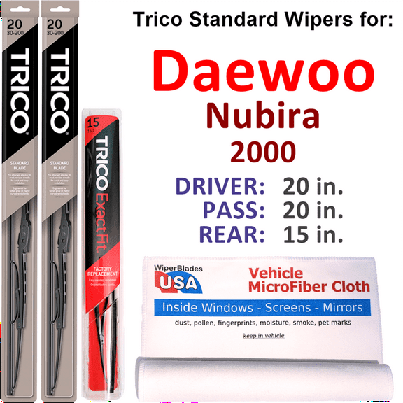 2000 Daewoo Nubira Wiper Blades (Set of 3) w/Rear Wiper