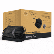 2000 Disposable Face Masks 2,000 Protective 3-Ply Breathable Comfortable Nose/Mouth Coverings for Home & Office | Elastic Ear Loop 3-Layer Safety Shield for Adults Dark Black-2000pcs
