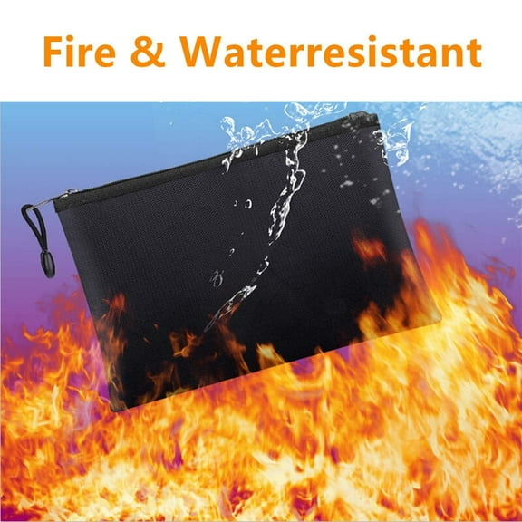 2000F Fireproof & Waterproof Document Bag A4 File Pouch for Passports, Cash, USB Drives (13.4x9.48/34x24cm)