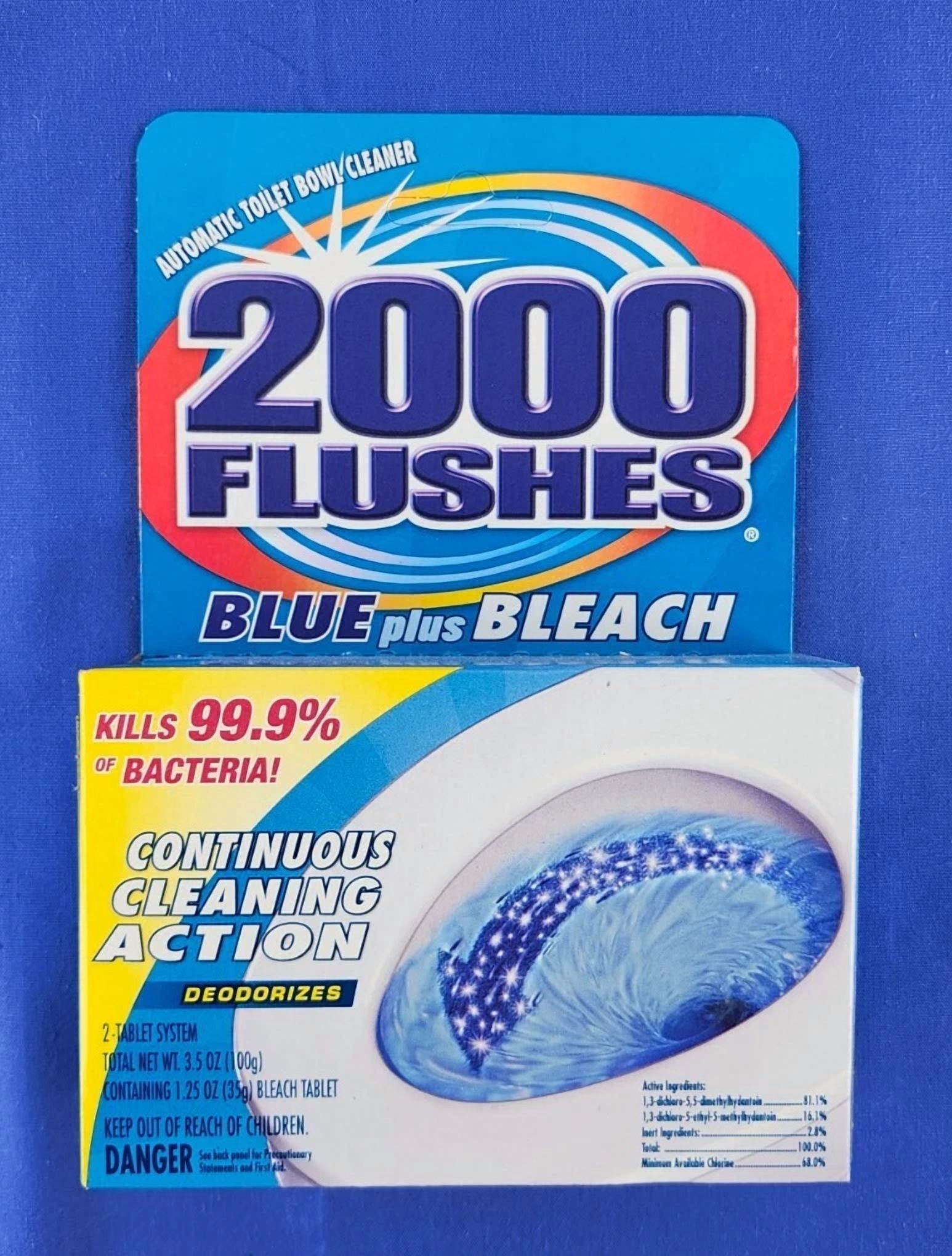 2000 Flushes Blue Plus Bleach Toilet Bowl Cleaner 3.5 Oz 2 Tablet System New