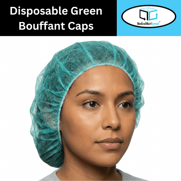 MMBM 24" Green Disposable Bouffant Cap, Polypropylene Non Woven, 10GSM - 2000 Pcs