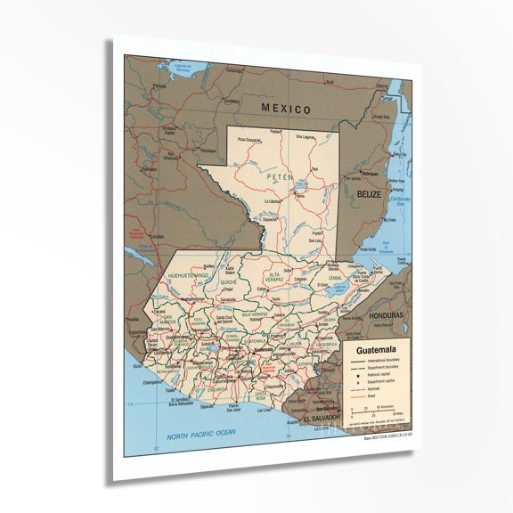 HISTORIX 2000 Guatemala Map 24" x 30" Framed Poster