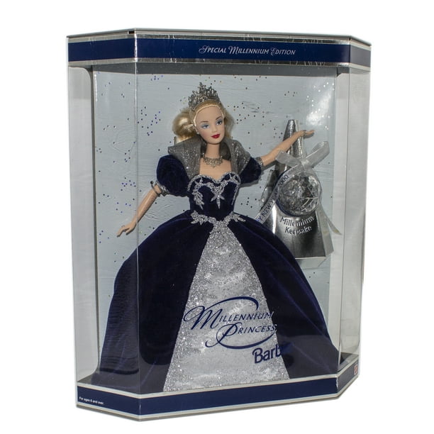 2000 Holiday Millennium Princess Barbie NRFB 24154 Non Mint Box Glitter Background Walmart Business Supplies