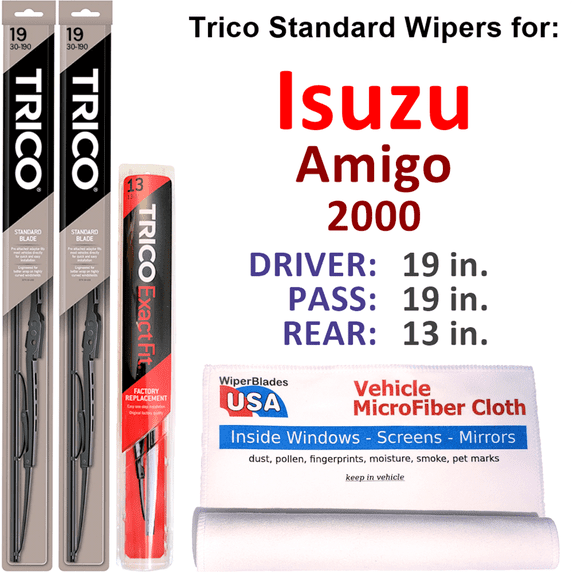 2000 Isuzu Amigo Wiper Blades (Set of 3) w/Rear Wiper