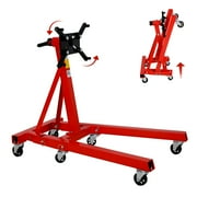 2000 LBS Engine Stand with 4 Wheels Steel Rotating Engine Hoist - 360  Rotating Head & 4 Adjustable Arms Heavy-Duty Metal Motor Stand for Garage and Auto Repair - Red