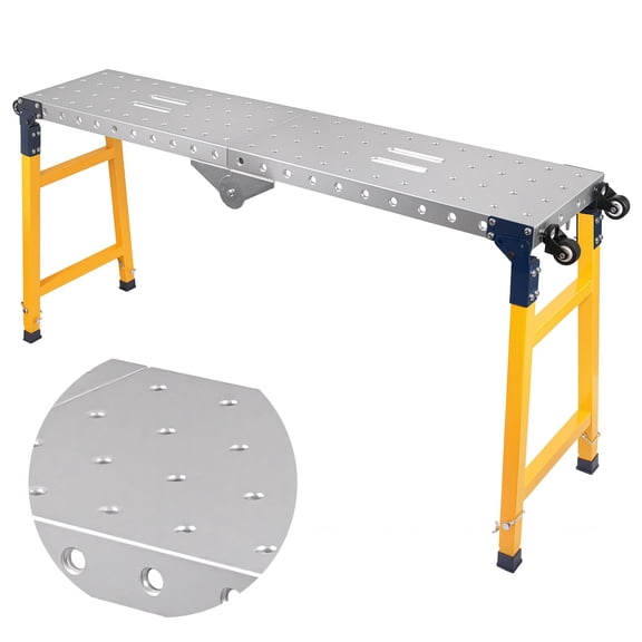 2000 LBS Heavy Duty Work Platform, Stainless Steel Adjustable Height Platform 65x12 inch, Folding Scaffolding Platform for High-Rise Construction & Maintenance