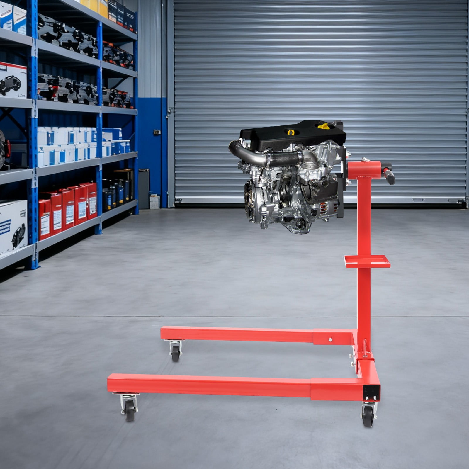 2000 LBS Modern Red Folding Engine Stand Vehicle Engine Block Stand 360 Degree Head 39.17*27.75*37.8in