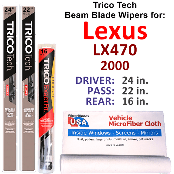 2000 Lexus LX470 Beam Blade Wipers (Set of 3) w/Rear Wiper