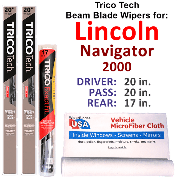 2000 Lincoln Navigator Beam Blade Wipers (Set of 3) w/Rear Wiper