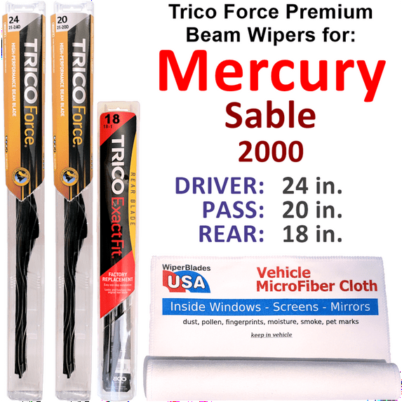 2000 Mercury Sable Performance Beam Wipers (Set of 3) w/Rear Wiper