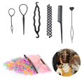 2000 Mini Elastic Rubber Bands and 6 Hair Braiding Tools Elastic Hair