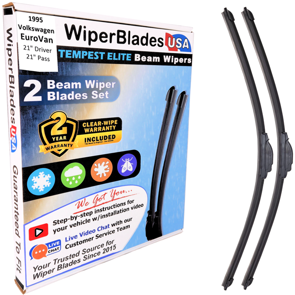 Beam Wiper Blades set fits Volkswagen EuroVan 1995 (Set/2) Wipers Easy Install w/2yr Warranty (WiperBladesUSA)