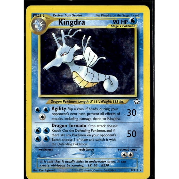 2000 Neo Genesis Kingdra Holo Rare #8/111 English Pokemon Card
