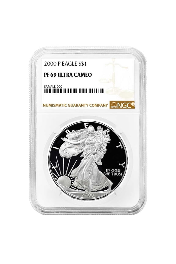 2000-P $1 1-oz Proof American Silver Eagle NGC PF69UC Brown Label