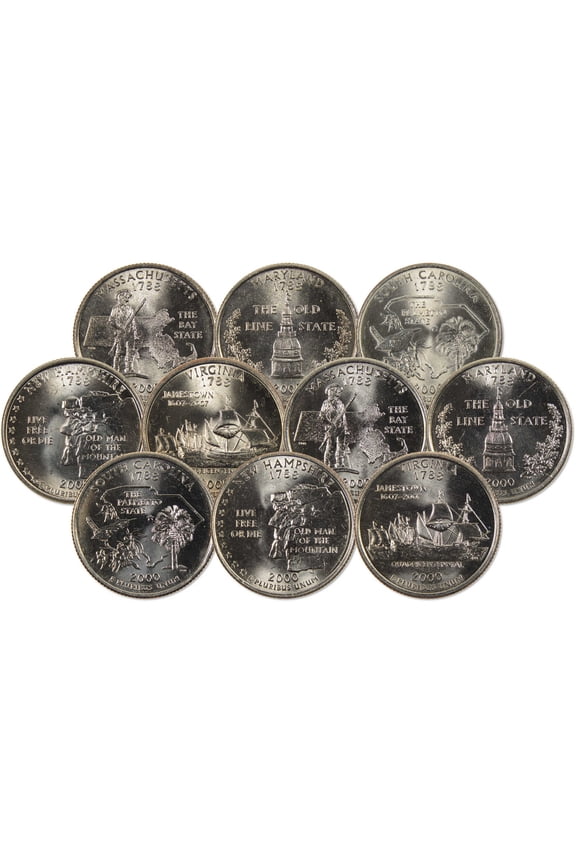 2000 P&D State Quarter 10 Coin Set Uncirculated